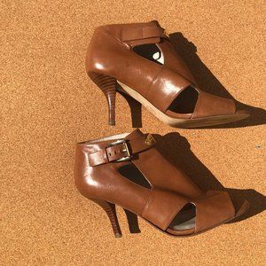 Michael Kors brown buckled heel sandals